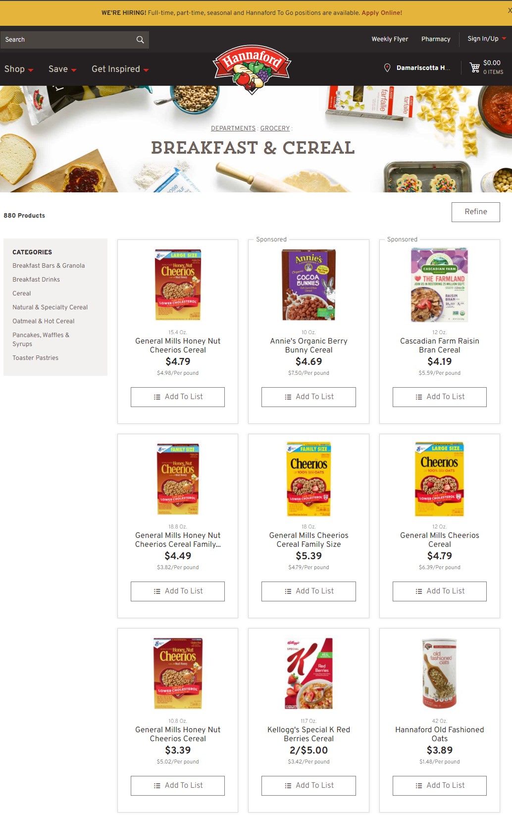 hannaford to go online ordering